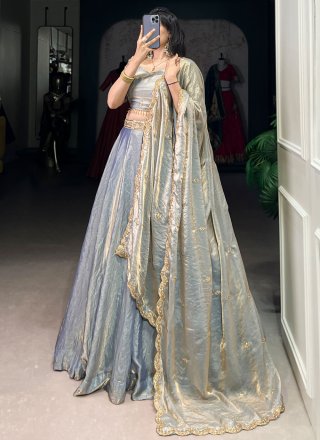 Blue Fandy Plain Work Lehenga Choli