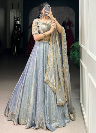 Blue Fandy Plain Work Lehenga Choli