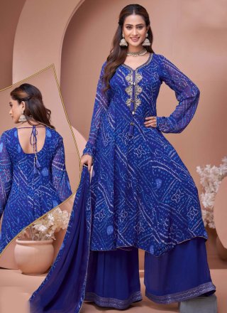 Blue Georgette Anarkali Suit
