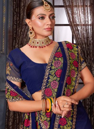Blue Georgette Contemporary Sari