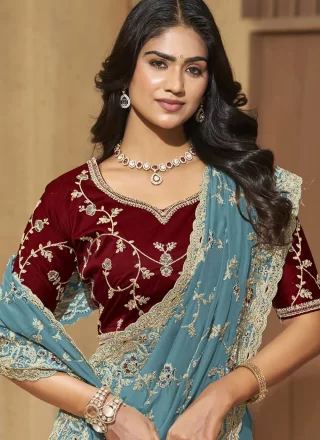 Blue Georgette Designer Saree