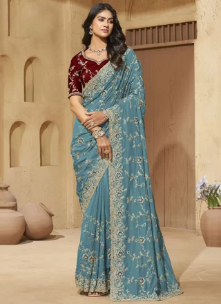 Blue Georgette Designer Saree