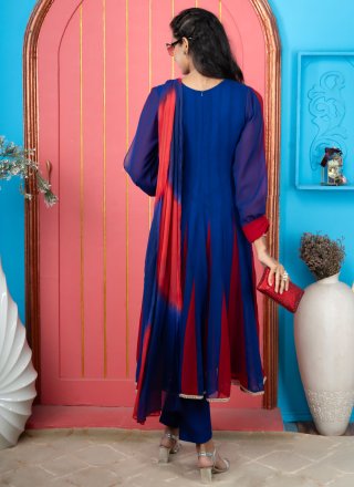 Blue Georgette Embroidered Work Anarkali Suit