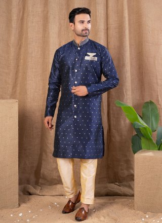 Blue Jacquard Indo Western