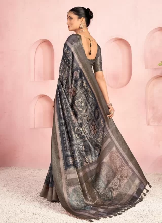Blue Jacquard Silk Classic Sari