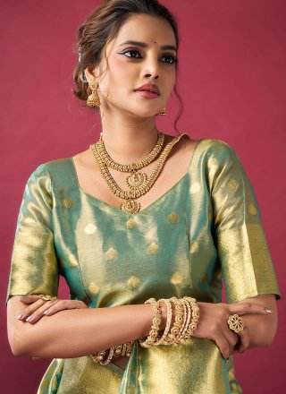 Blue Jacquard Work Silk Classic Sari