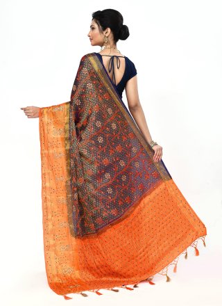 Blue Kanjivaram Silk Classic Sari with Hand Work for Ceremonial