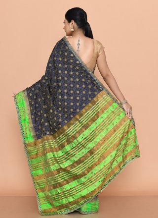 Blue Kanjivaram Silk Hand Work Classic Saree