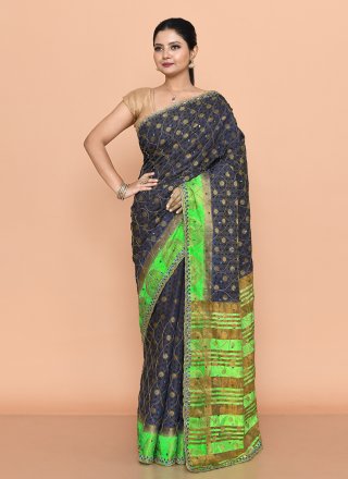 Blue Kanjivaram Silk Hand Work Classic Saree