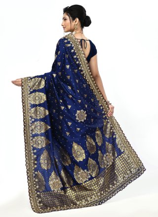 Blue Kanjivaram Silk Hand Work Classic Saree