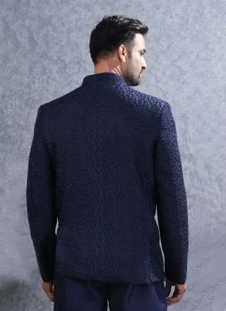 Blue Lucknowi Hand Work Jodhpuri Suit