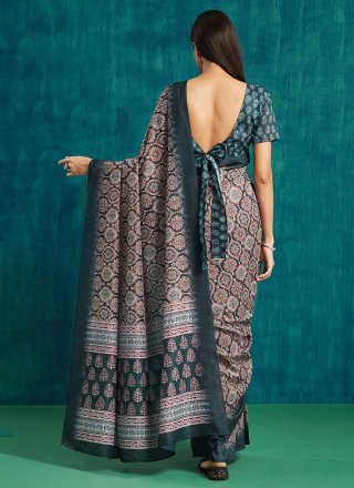 Blue Muslin Classic Sari