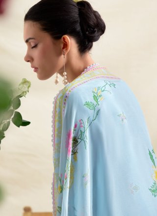 Blue Muslin Salwar Suit