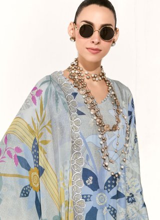 Blue Muslin Salwar Suit