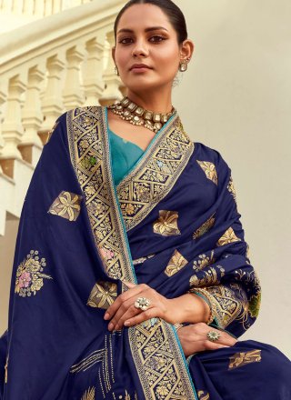 Blue Pure Dola Trendy Saree