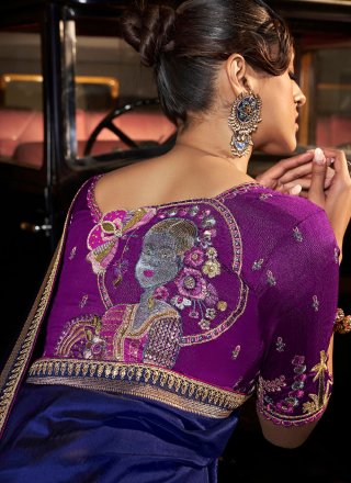 Blue Pure Silk Trendy Saree