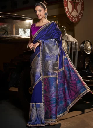 Blue Pure Silk Trendy Saree