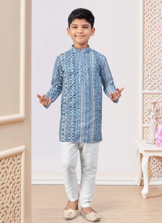 Blue Rayon Kurta Pyjama