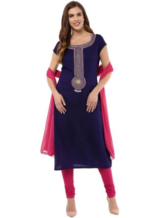 Blue Rayon Readymade Salwar Suit
