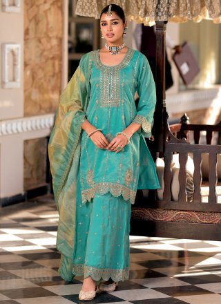 Blue Shimmer Salwar Suit