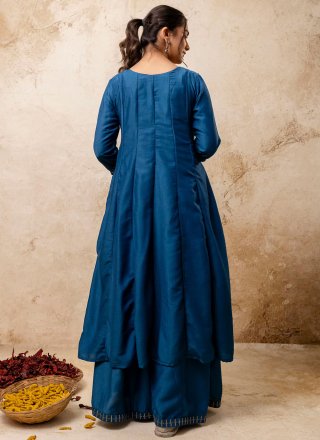 Blue Silk Blend Readymade Salwar Suit