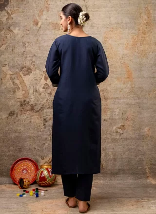 Blue Silk Blend Readymade Salwar Suit