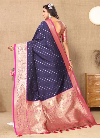 Blue Silk Classic Sari with Jacquard Work