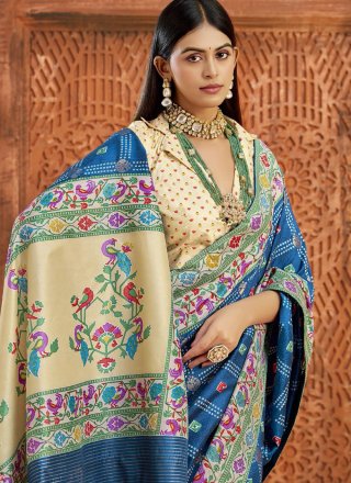 Blue Silk Contemporary Saree