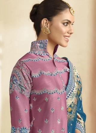 Blue Silk Cut, Jacquard, Lace, Stone, Weaving and Zari Work Traditional Saree