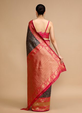 Blue Silk Jacquard and Woven Work Contemporary Saree for Casual