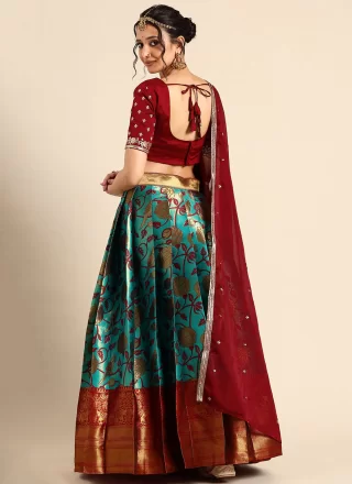 Blue Silk Lehenga Choli