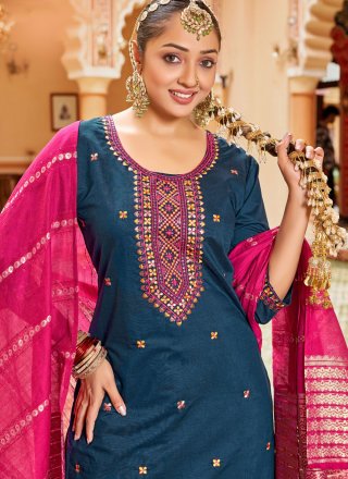Blue Silk Salwar Suit
