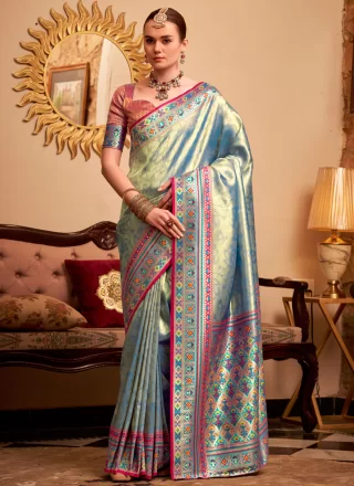 Blue Silk Trendy Saree with Weaving and Zari Work
