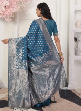 Blue Silk Trendy Saree with Weaving Work for Casual