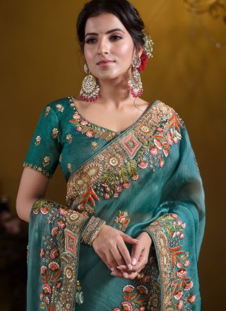 Blue Tissue Contemporary Saree