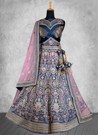 Blue Velvet Lehenga Choli