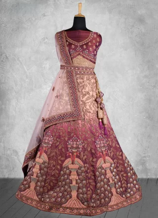 Brown and Peach Velvet Lehenga Choli