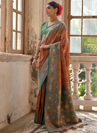 Brown Banarasi Silk Classic Saree