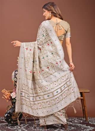 Brown Cotton Bandhej Work Trendy Saree