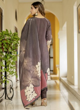 Brown Fancy Fabric Salwar Suit