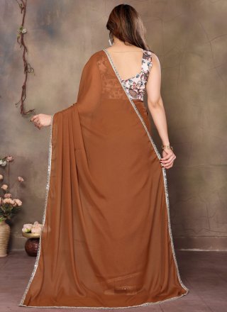 Brown Georgette Classic Sari