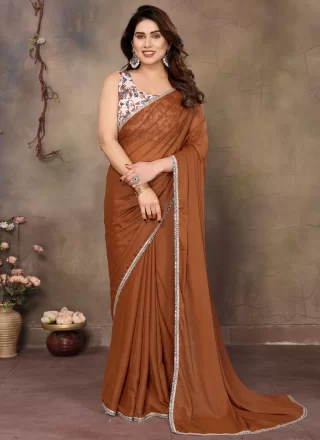 Brown Georgette Classic Sari