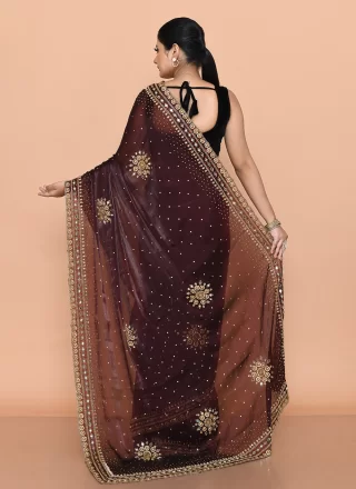 Brown JIMMY CHU Hand Work Trendy Saree