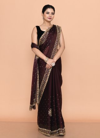 Brown JIMMY CHU Hand Work Trendy Saree