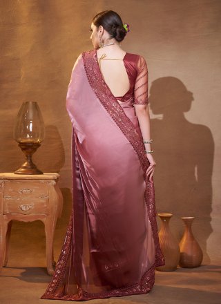 Brown JIMMY CHU Trendy Saree with Embroidered Work for Ceremonial