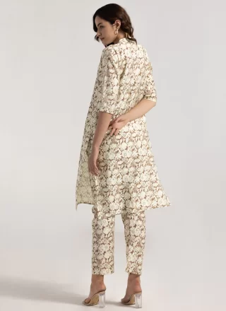 Brown Rayon Print Work Designer Kurti for Casual