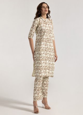 Brown Rayon Print Work Designer Kurti for Casual