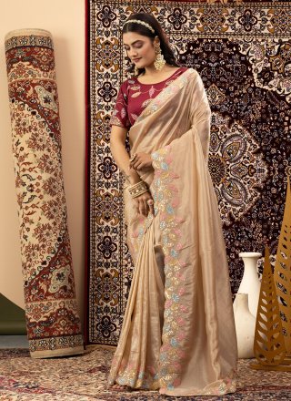 Brown Silk Contemporary Sari