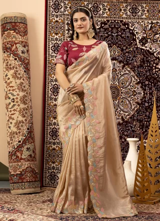 Brown Silk Contemporary Sari