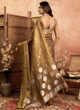Brown Silk Traditional Saree with Weaving Work for Ceremonial
